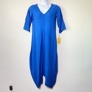 Oh My Gauze Bella Blue L/XL Maxi Dress‎ Lagenlook Boho Hippie Beach Resort Coast